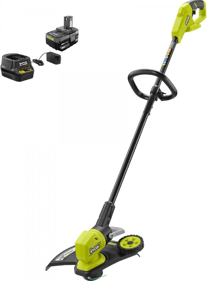 RYOBI 18V ONE+ 13"" String Grass Trimmer/Edger Kit with Battery (Renwed), GREEN