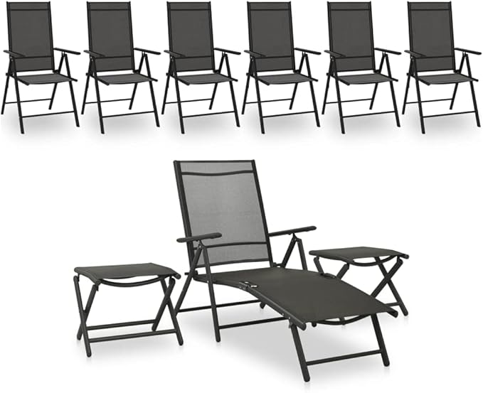 9 Piece Patio Lounge Set, Front Porch Furniture Garden Lounge Set Porch Furniture Set Patio Conversation Set for Negotiation Area Piazza Garden Exhibition Black and Anthracite