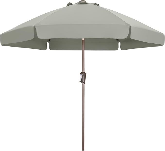 ABCCANOPY 7.5ft Scalloped Patio Umbrella, Outdoor Table Umbrella with Tilt and Crank, Fiberglass Ribs Deck Umbrella for Patio, Pool, Garden, Picnic (Light Gray)