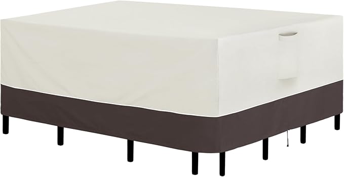 Easy-Going Patio Furniture Cover 126"x63" Rectangle Outdoor Table and Chair Set Covers Waterproof UV Resistant Outdoor Sectional Sofa Set Covers, Beige/Brown