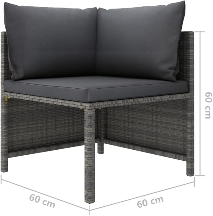 8-Piece Modular Patio Furniture Set Grey Square PE Rattan Outdoor Sectional Couch with Cushions 23.6 x 23.6 x 23.6 in Durable Steel Frame for Terrace Balcony Garden