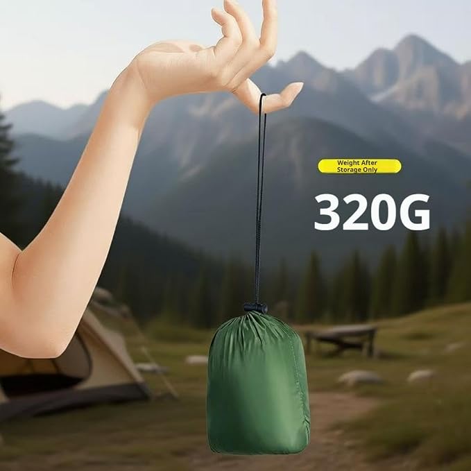 Camping Hammock Lightweight Portable Double Swing with 2 Tree Straps, Heavy Duty Parachute Nylon Bed for Backpacking Hiking Beach, Outdoor Essentials for Backyard Patio Camping Gear (Forest Green)