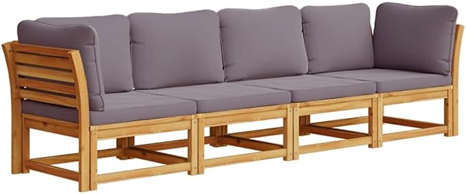 vidaXL Patio Lounge Set with Cushions 4 Piece, Outdoor Conversation Set, Sectional Sofa for Garden Backyard, Outdoor Sofa Set, Solid Wood Acacia