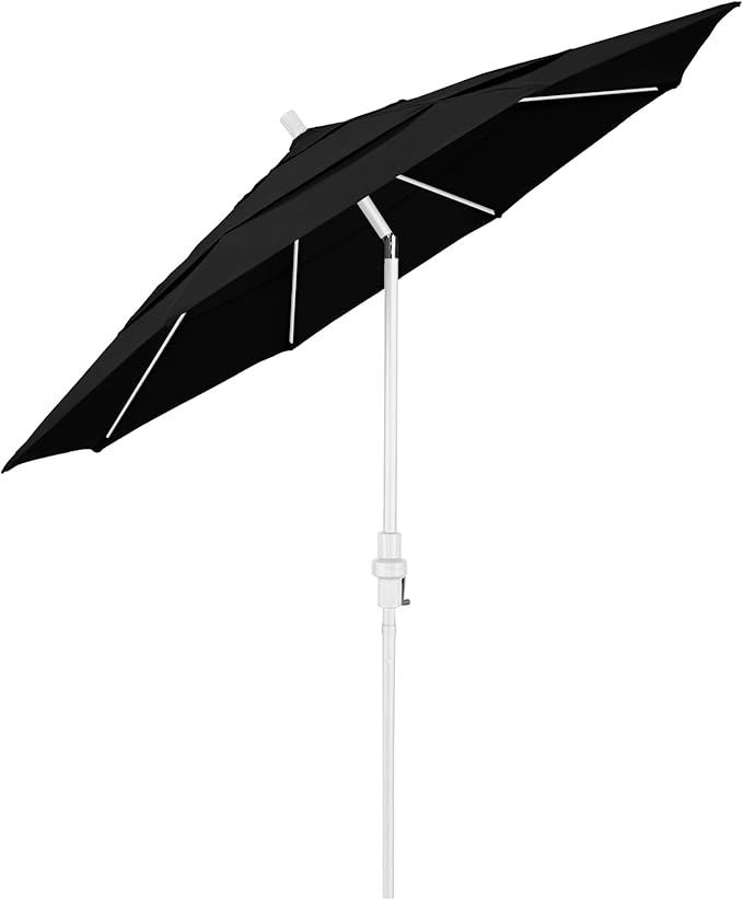 California Umbrella 11' Round Crank Lift, Collar Tilt, Aluminum Pole, Fiberglass Rib Patio Umbrella, White Finish