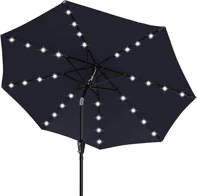 ABCCANOPY 11FT Durable Solar Led Patio Umbrellas with 32LED Lights (Tibetan Blue)