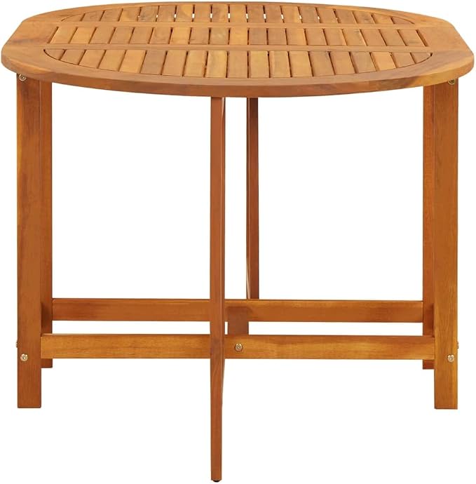 vidaXL Solid Acacia Wood Patio Drop Leaf Table Oval Dinning Stand Furniture