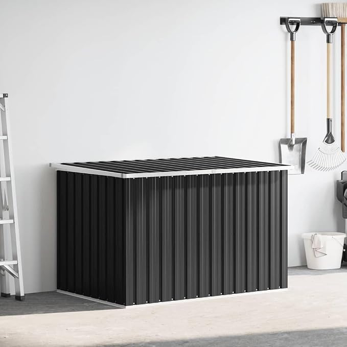 Outdoor Storage Box Large Galvanized Steel Deck Container for Garden Patio Pool Accessories Anthracite 58.7 x 39 x 36.6 Inches