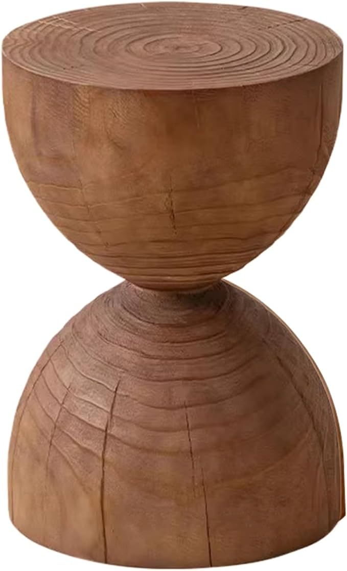 Tree Stump、Wood Side Table、Round Wood Coffee Table, Wooden Stool, Side Table, Round end Tables Living Room(Color:Brown)
