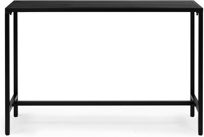 55in Patio Bar Tables,Outdoor Rectangle Narrow Counter Height Table,Metal Bar Height Tables,Indoor Bistro Cocktail Table,with Adjustable Feet,for Patio Garden Deck Yard Poolside Balcony (Black)