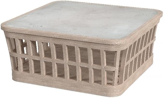 Afuera Living Outdoor Square Coffee Table, 42.25 in, Solid Teak Wood Frame, Natural Finish, Genuine Marble Top, Waterproof Design, Rounded Edges, Fully Assembled Patio Furniture