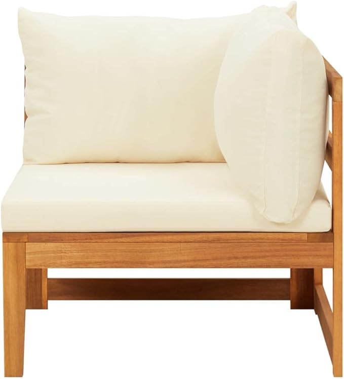 Patio Lounge Set with Cream White Cushions,Patio Furniture Sets,Patio Conversation Sets,Outdoor Furniture Sets,for Garden,Backyard,Outdoor,3 Piece Acacia Wood