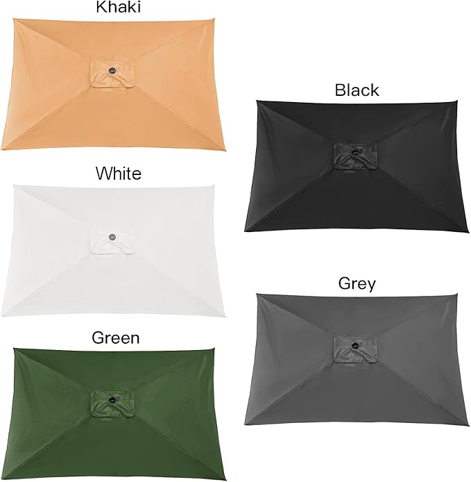 Rectangular Umbrella Canopy Replacement 6 Ribs, Fade Resistant Replacement Umbrella Canopy, Heavy Duty Polyester Fabric Outdoor Shade Canopy Cover for Market Table Cantilever Parasol Top Cover(Green)