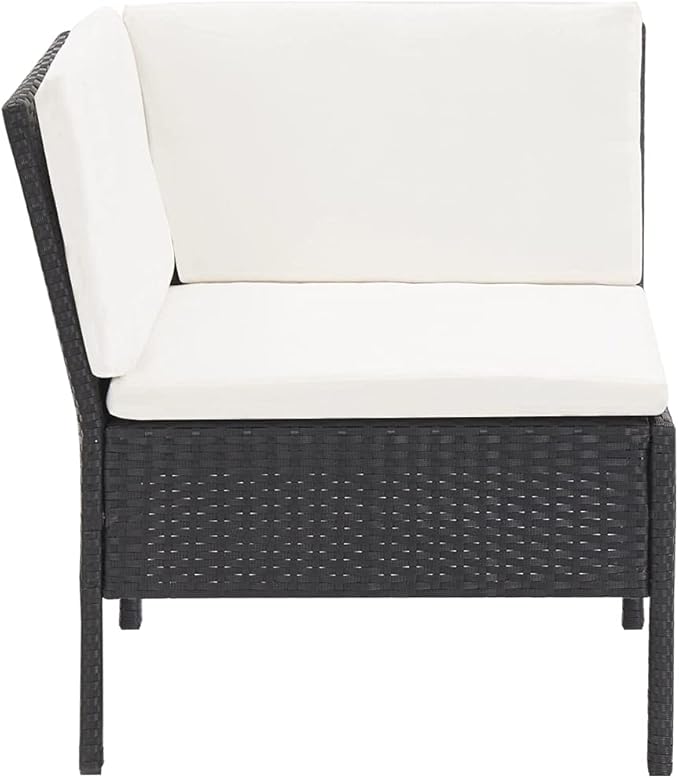 Patio Lounge Set with Cushions,Outdoor Furniture,Outdoor Furniture Sets,Patio Conversation Sets,for Garden,Deck,Backyard,6 Piece Poly Rattan Black