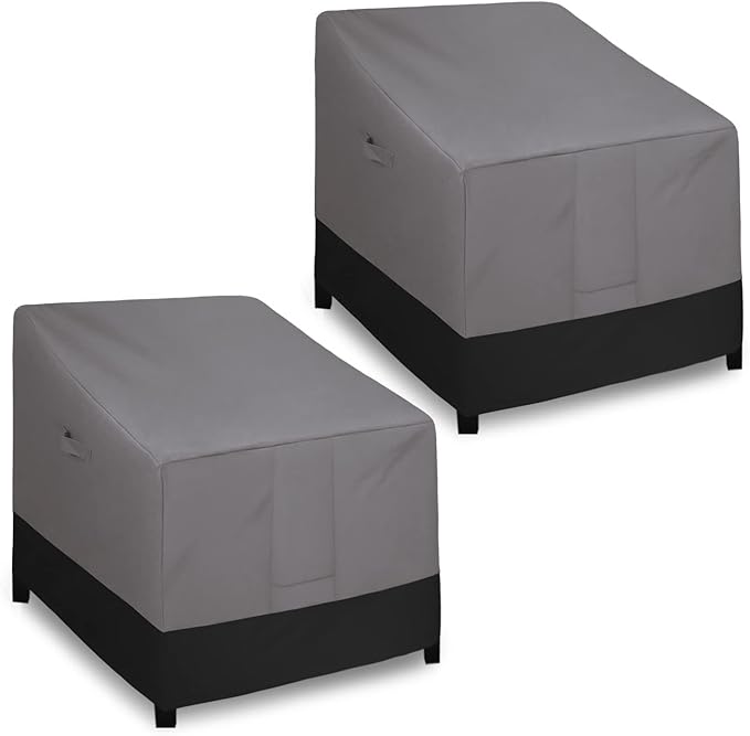 Easy-Going Outdoor Chair Cover Waterproof, Heavy Duty Patio Chair Cover, Windproof Outdoor Furniture Cover with Air Vent (2 Pack-33.5Wx31.5Dx36H inch, Gray/Black)