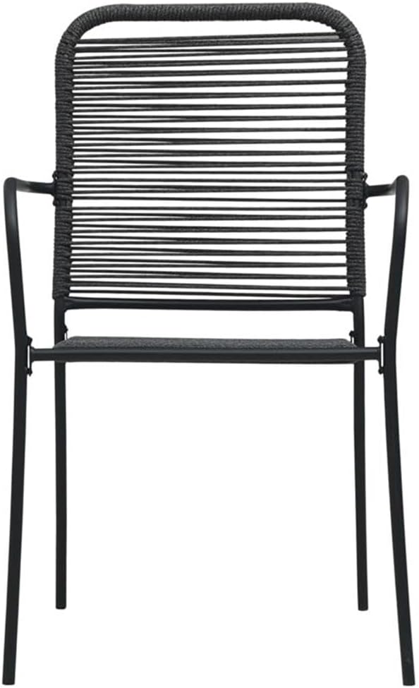 Afuera Living 3-Piece Patio Dining Set, Cotton Rope and Powder-Coated Steel, Black Finish, Tempered Glass Top, 31.5 x 31.5 x 29.1 in, Modern Indoor/Outdoor Design, Includes 2 Chairs and Square Table