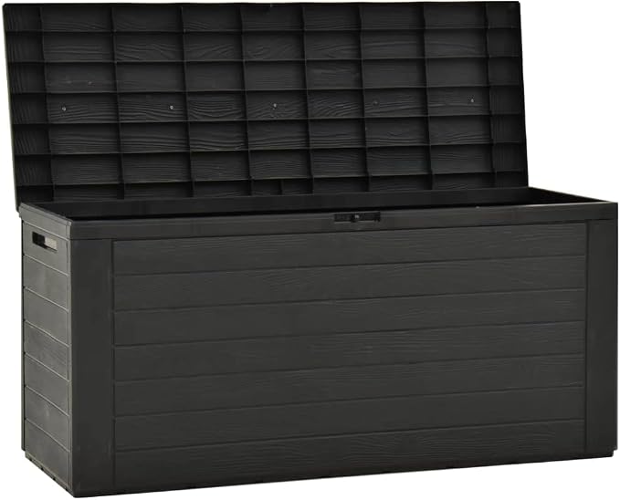 Storage Box Waterproof Patio Outdoor Container for Furniture, Anthracite Garden Box Weatherproof for Outside, 45.7 x 17.3 x 21.7 in