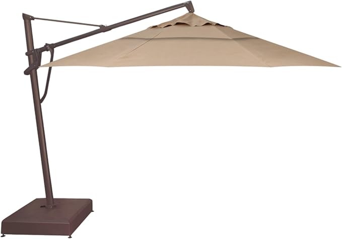 Treasure Garden AKZ PLUS Cantilever Umbrella 13' Obravia Sand Canopy and Bronze Frame with Stationary Base