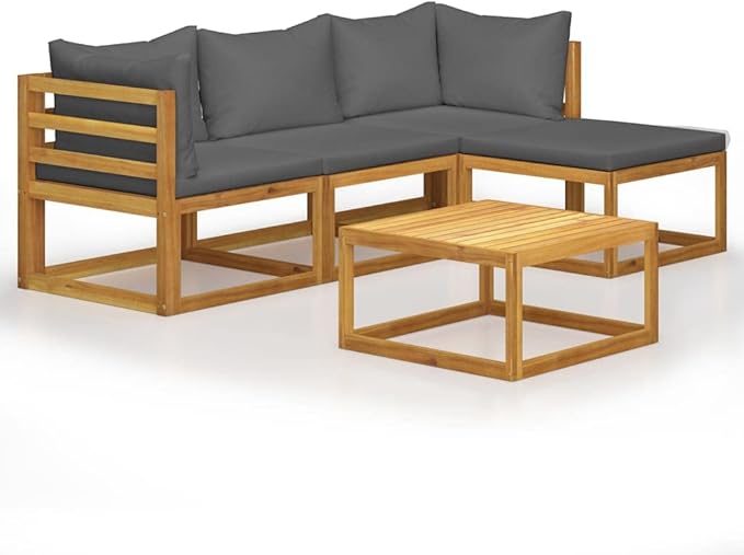 Patio Lounge Set with Cushions,Outdoor Tables and Chairs,Outdoor Furniture Sets,Patio Conversation Sets,for Garden,Deck,Backyard,5 Piece Solid Acacia Wood