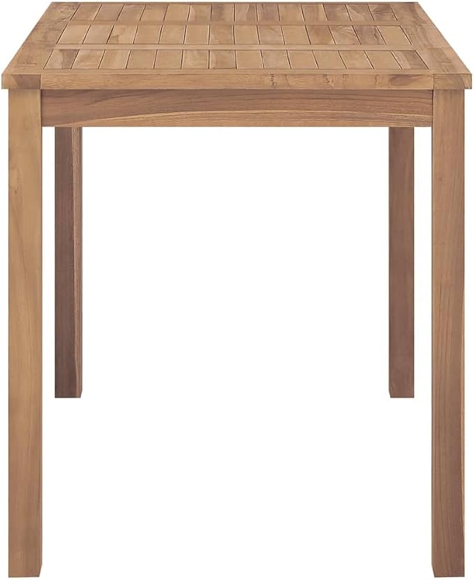 Solid Teak Wood Patio Dining Table, 47.2" x 27.6" Rectangular Garden Table for Outdoor and Indoor Use, Natural Brown Finish Kitchen Table Seats Up to 4 People