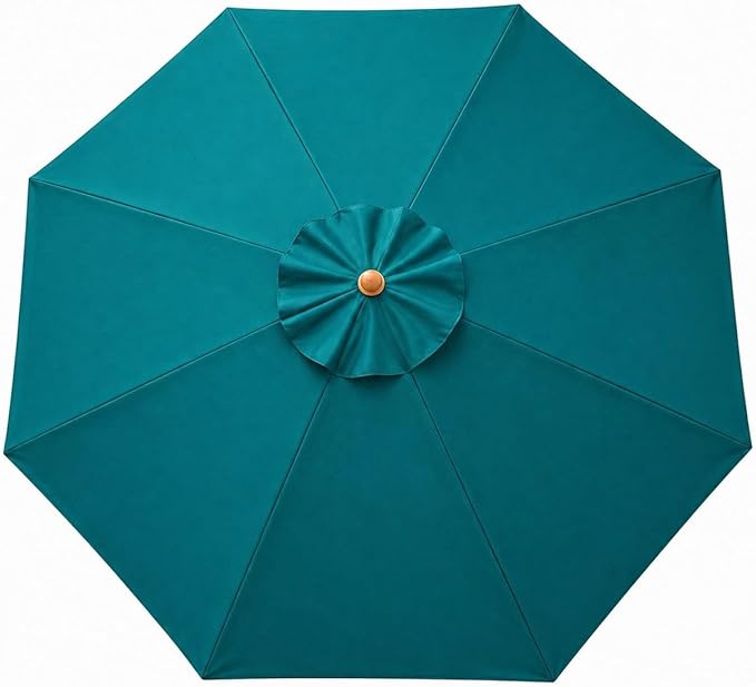 9' Octagonal Wooden Market Umbrella with Pulley System, Wood Frame, Maple Handle, Acrylic Canopy, UV Blocking, Patio Use