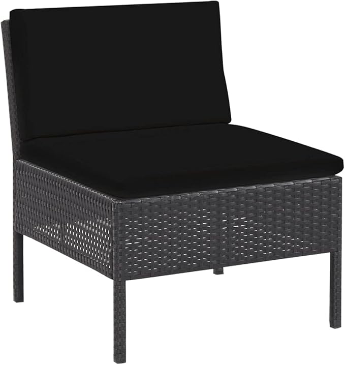 Patio Sofa Set with Cushions,Patio Lounge Set,Outdoor Furniture,Outdoor Furniture Sets,Patio Conversation Sets,for Garden,Deck,Backyard,5 Piece Poly Rattan Black