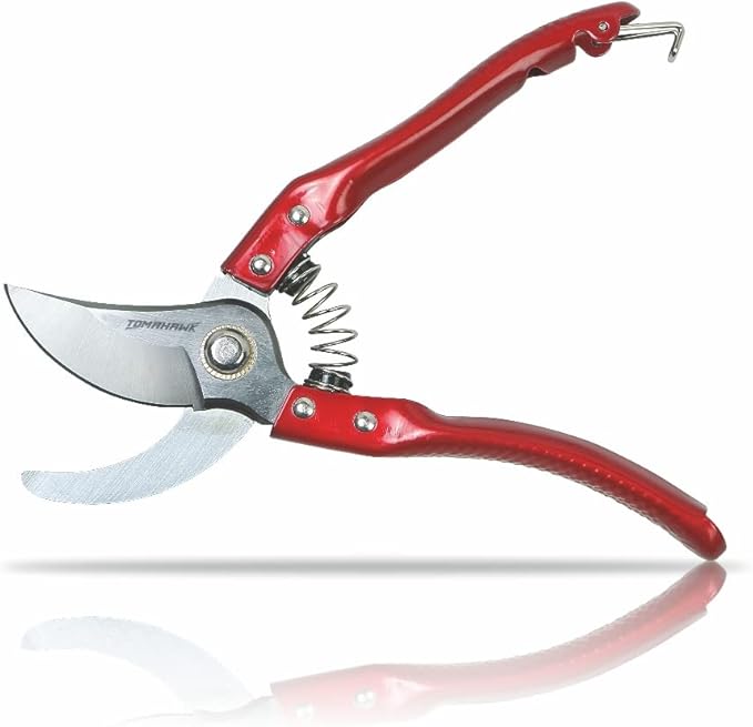 TOMAHAWK Heavy Duty Premium Stainless Steel Sharp Flower Cutter Plant Cutter Blade Gardening Jaw & Spring Scissors Tool with Smart Lock Ideal for Home Cutting Plants, Branches and Leaf