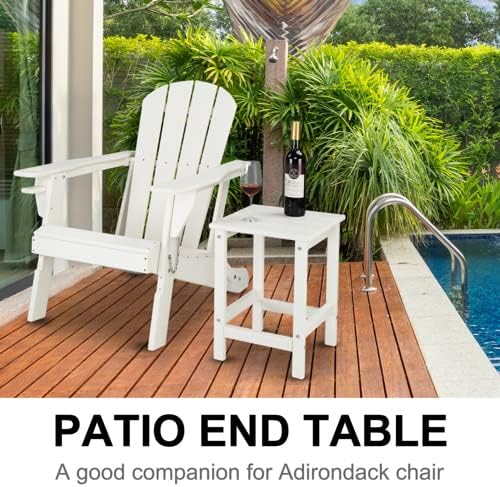 VINGLI Adirondack Side Table HPDE End Table Outdoor Indoor Table Weather Resistant Side Table for Living Room Bedroom Patio Garden Decor