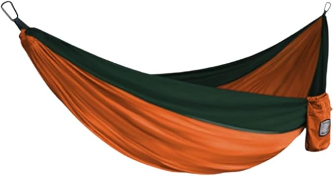 Nylon Hammock Outdoor Camping Travel Multi-Purpose Good Load-Bearing Portable Easy to Install Tree Hanging Hammock(Orange-Green)