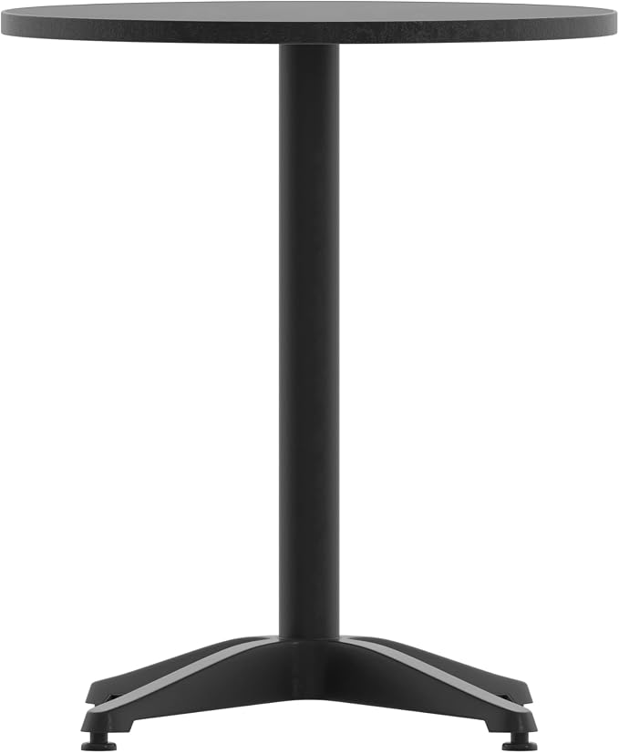 Flash Furniture Mellie 23.5'' Round Metal Indoor-Outdoor Table with Base, Black