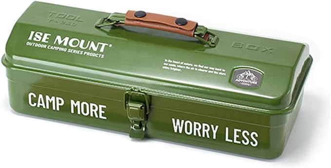 HUIOP Portable Camping Picnic Tool Box with Handle, Metal, Water Repellent, 1 Compartment