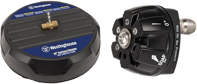 Westinghouse Universal 15” Pressure Washer Surface Cleaner Attachment & Pressure Washer 6-in-1 Nozzle Attachment - 3600 Max PSI, 1/4” Connector - for Gas and Electric Pressure Washers