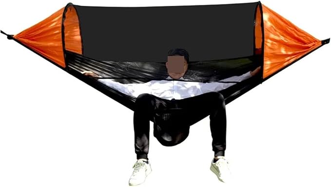 Hammock. Outdoor Mosquito Net Hammock Detachable Outdoor Anti-Mosquito Camping Hammock .Hammocks for Outside(Black and orange260x)