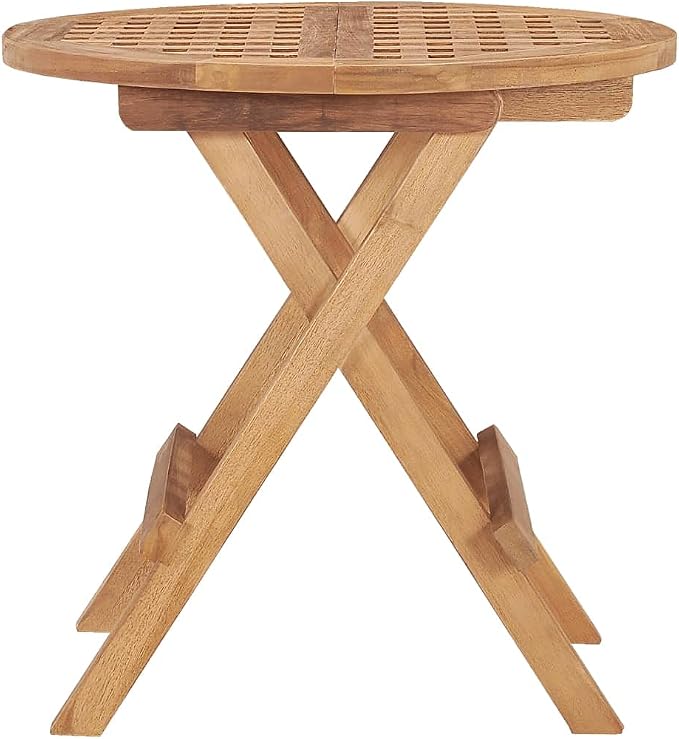 vidaXL Folding Patio Table, Outdoor Table, Garden Furniture for Backyard Lawn Balcony Terrace Picnic, Tea Table, Farmhouse Style, Solid Teak Wood