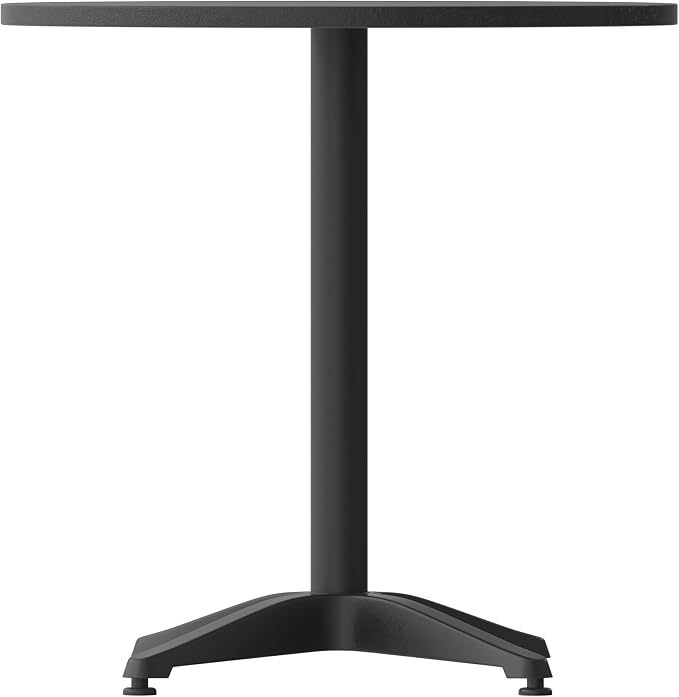 Flash Furniture Mellie Commercial Grade 27.5'' Round Metal Indoor-Outdoor Table with Base, Black