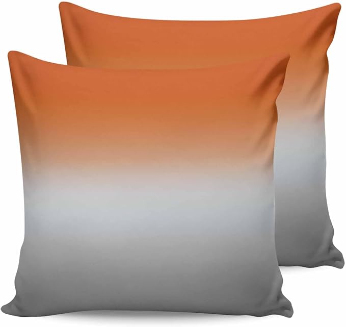 Outdoor Waterproof Throw Pillow Covers Set of 2 Orange Grey Ombre Pillowcases 20x20 Inches Gradient Gradual Color Patio Decorative Pillows Cushion Case Patio Pillows for Couch Bed Chair Garden