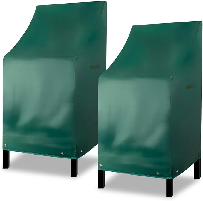 RosieLily High Back Patio Chair Covers Waterproof Heavy Duty Stackable Outdoor Bar Stool Cover Patio Furniture Covers Outside Lounge Deep Seat Covers, High Back-2 Pack Green