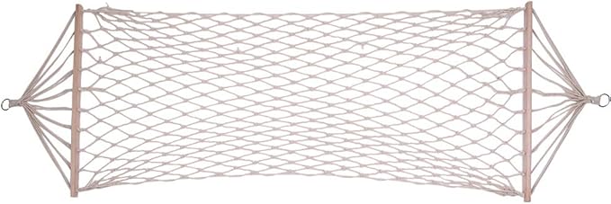 Vintage Hammock, Wood Pole Cotton Rope Hammock Bed with Rope,2-Person Woven Cotton Rope Double Hammock for Backyard,White