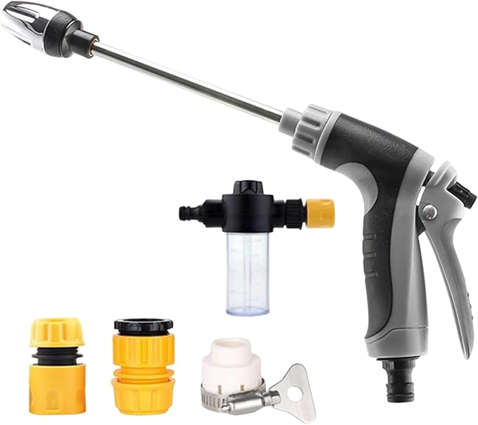 Aquoxis Pressure Washer, 15X More Powerful Extreme Water Pressure Tool with Steel Power, Qinux Aquoxis Sprayer for Waterpipe, High Pressures Water Jet with Foam Pot, Generic Aquaxis Aqui Grey E