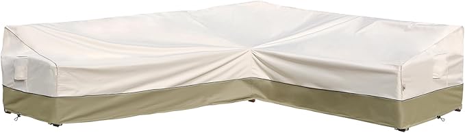 Outdoor Sectional Cover-L-Shaped Patio Furniture Covers Waterproof Rip-Stop Anti-UV 600D Heavy Duty Outdoor Couch Sofa Cover with 3 Air Vents, 120''L (90''L) 33''D 35''H, Light Green