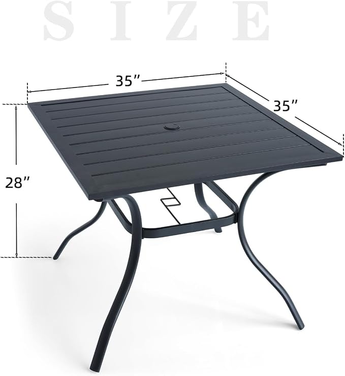 Outdoor Patio Furniture Set, 4 Piece Swivel Patio Chairs and 35" Steel Dining Table with 1.6" Umbrella Hole, Suitable for All-Weather