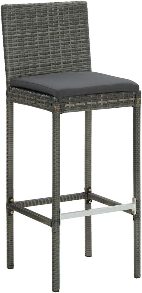 3 Piece Patio Bar Set with Cushions,Garden Table and Chairs Sets,Garden Conversation Sets, Outdoor Patio Furniture,for Patio,Backyard,Garden,Poly Rattan Gray