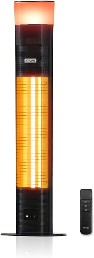 Outdoor Electric Patio Heater, 3-in-1 Heater with Audio Speaker & RGB Light, 1500W Infrared Tower Standing, 43-inch, IP65 Water & Snow Proof for Patio, Deck, Garage & Sunroom, Aluminum Unibody Design