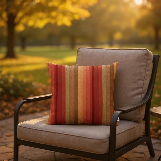 RSH Décor Indoor Outdoor Sunbrella Set of 4 Square Pillows (24" x 24", Astoria Sunset & Canvas Burgundy) - Made in USA