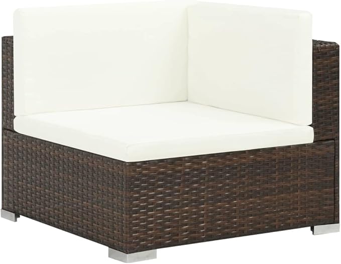 vidaXL Patio Furniture Set 6 Piece, Patio Conversation Set with Cushions, Outdoor Sectional Sofa with Table for Garden, Scandinavian, Poly Rattan Brown