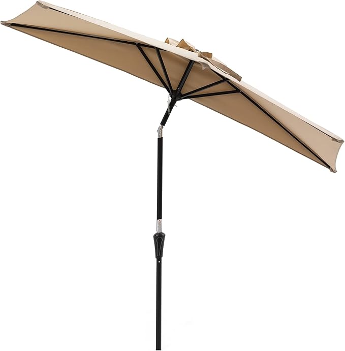 Helios&Hestia 9 ft Small Half Round Wall Outdoor Market Patio Umbrella with Tilt and Crank for Garden, Deck, Balcony