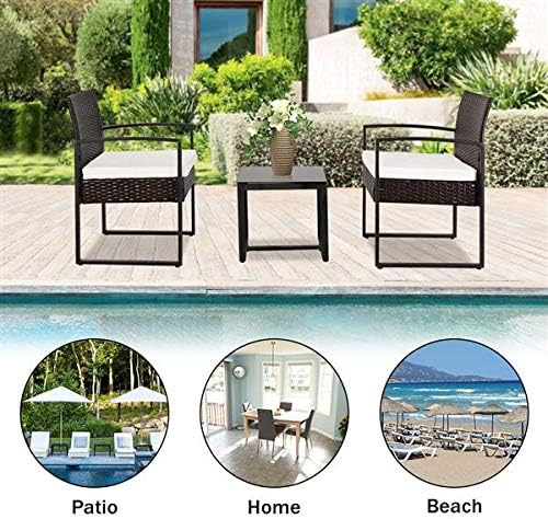 Brown Outdoor Patio Conversation Set Outdoor Wicker Chairs Set of 3, 1 Coffee Table Patio Rattan Dining Chairs Porch Chairs,Outdoor Patio Chairs, Seating for Garden, Backyard, Balcony 62 x 58 x 41cm