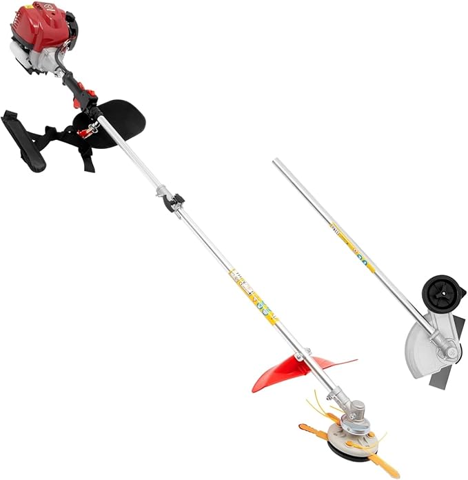 Bepritm 35.88CC Gas Weed Wacker, 4-Stroke String Trimmer/Edger with Dual Blade Head System & Shoulder Strap & Cordless Design, Powerful Brush Cutter for Garden/Yard/Urban Greening (35.88CC)