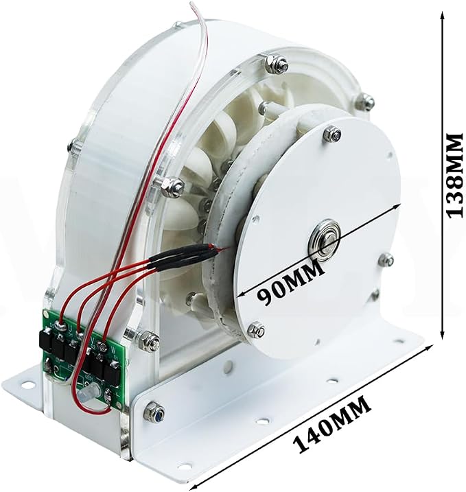 100W Max Micro Hydro Generator 1-36V DC Disc Ironless Permanent Magnet Water Turbine 50-2000RPM Low Starting Pressure for Tap Water Creek River Outdoor Camping
