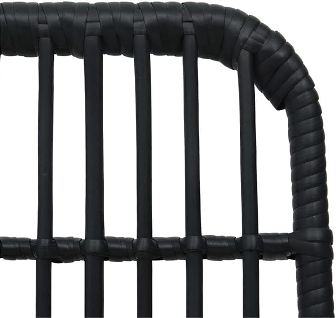 BOWERY HILL 5-Piece Outdoor Patio Dining Set, Poly Rattan in Black, Powder-Coated Steel Frame, Weatherproof, Stackable Chairs, Sleek Modern Design, Space-Saving, Comfortably Seats 4, 59.1 in Table