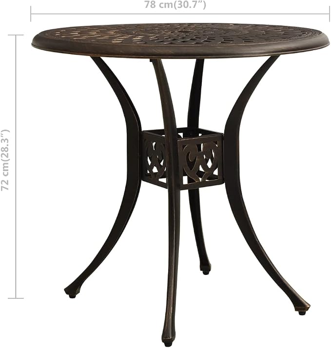 Patio Table Bronze 30.7"x30.7"x28.3" Cast Aluminum, Outdoor Dining Table, Outdoor Patio Table, Outdoor Bar Table, Bistro Table for Patio Balcony Proch Poolside